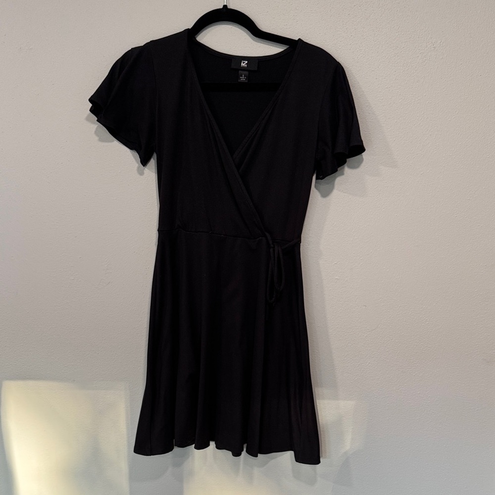 Iz Byer Black Mini Wrap Dress